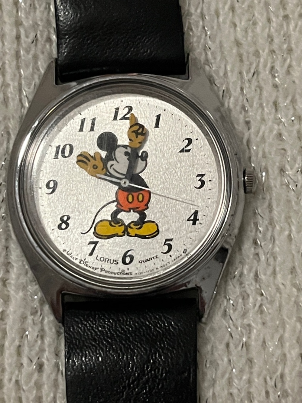 Vintage Lorus Mickey Mouse Character Watch with Black Strap